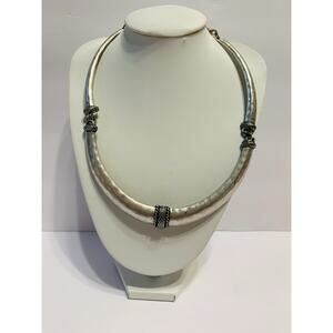 Chicos Regency Necklace Curved Grunge Y2K 90s Silver Cybergoth Adjustable 14008